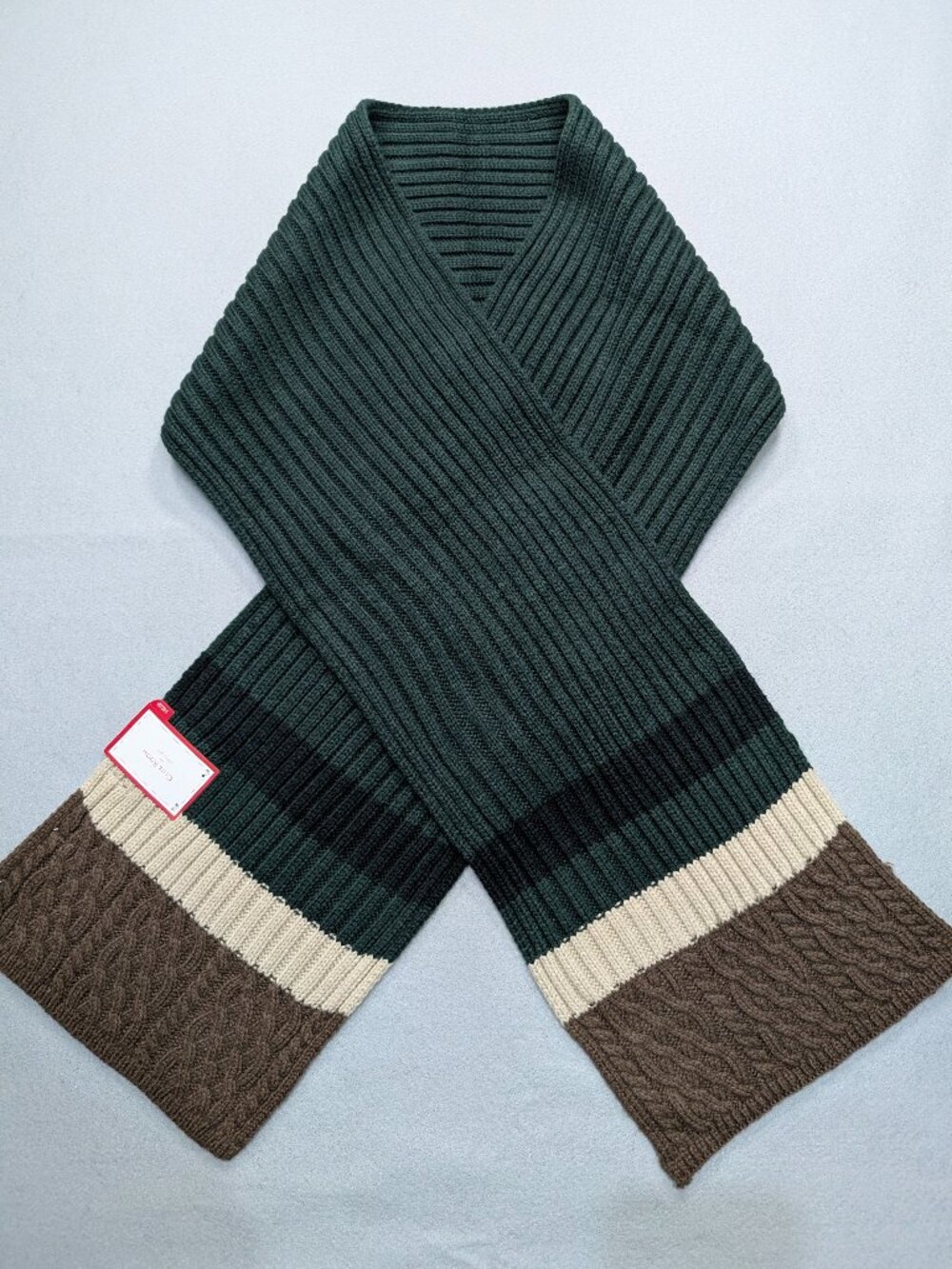 NWT Club Room Men's Green Brown Cable Knit Scarf